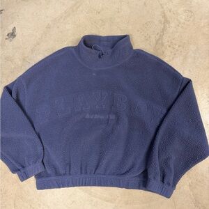 PLAYBOY Navy Mock-Neck Fleece Sweater